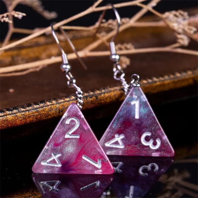 Pen and Paper Würfel Ohrringe, W4, Dungeons and Dragons Schmuck, DND