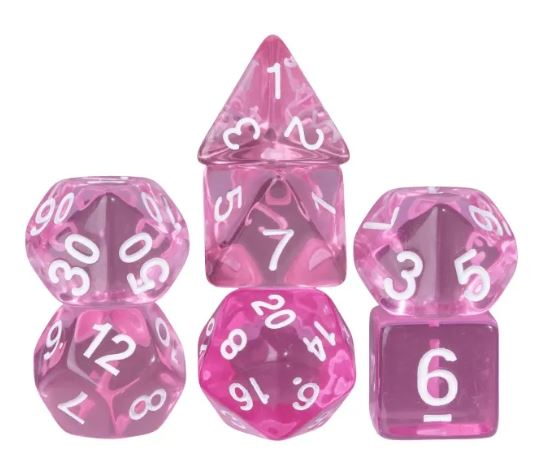 DND Würfelset"Acryl einfarbig" - Würfel für Dungeons & Dragons Pink