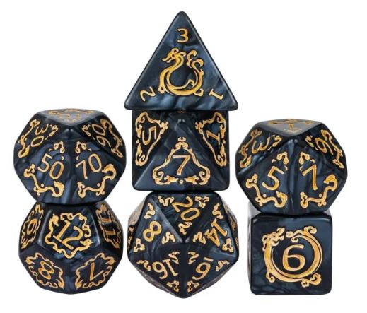 DND Würfelset"Wolkendrache" - Würfel für Dungeons & Dragons Schwarz