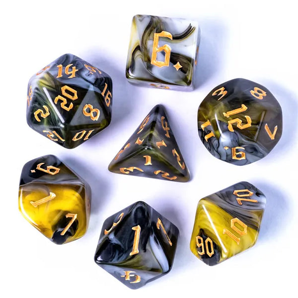 DND Würfelset „4 Farben“ Polyeder Acryl Würfel 7 teilig für Dungeons and Dragons und RPG