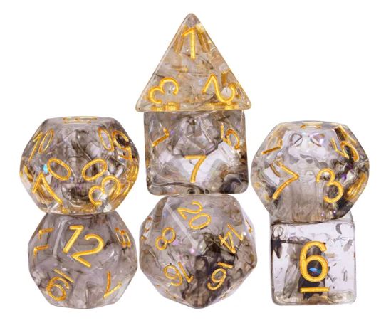 DND Würfelset"Foil Wirbel" - Würfel für Dungeons & Dragons Weiß/Silber