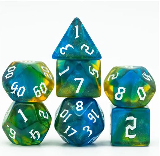 DND Würfelset "Cloud Dragon" Würfel für Dungeons & Dragons RPG Blau/Gelb