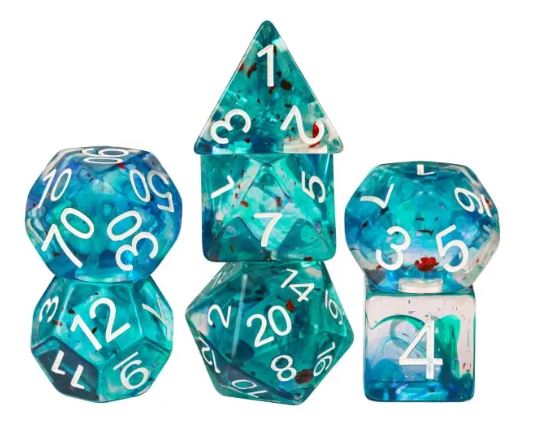 DND Würfelset"Foil Wirbel" - Würfel für Dungeons & Dragons Blau/Grün/Rot