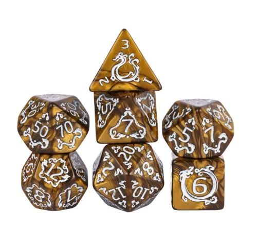 DND Würfelset "Cloud Dragon" - Würfel für Dungeons & Dragons RPG Braun