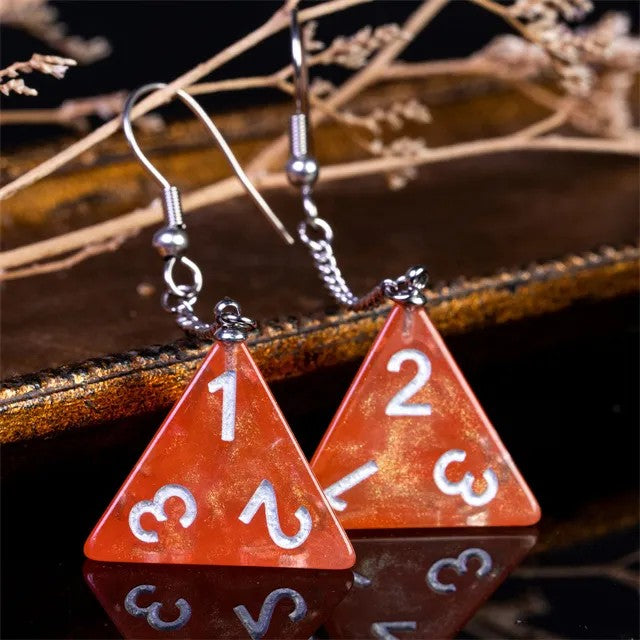 Pen and Paper Würfel Ohrringe, W4, Dungeons and Dragons Schmuck, DND