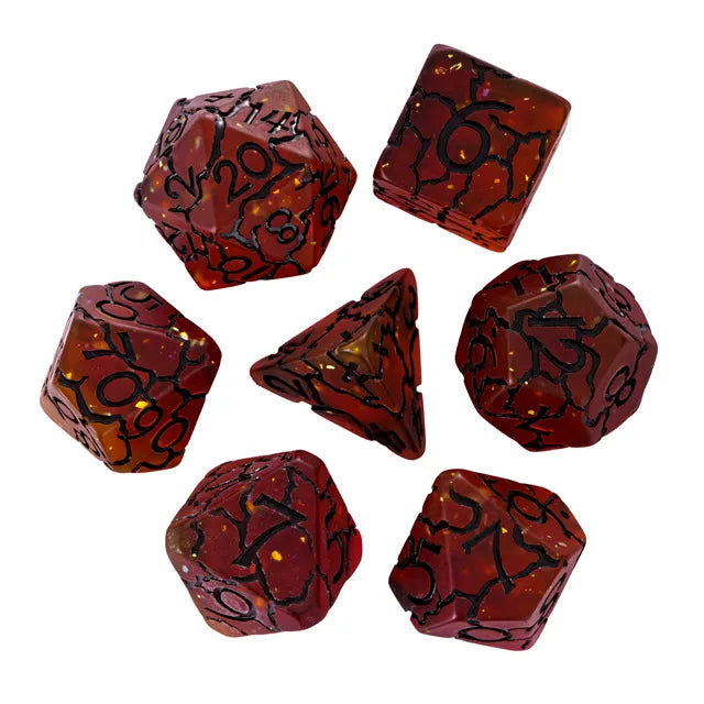 DND Würfelset „Crackle“ Resin Polyeder Würfel 7 teilig für Dungeons and Dragons und RPG