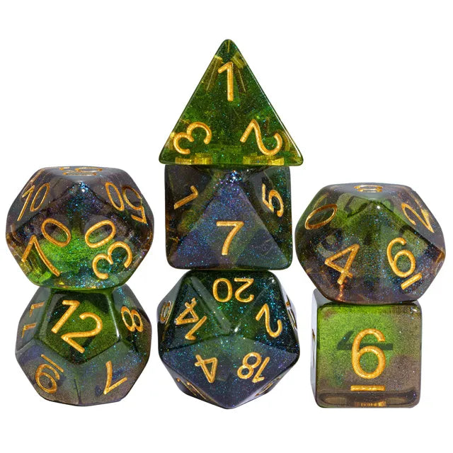 DND Würfelset „Zweifarben Glitzer“ Polyeder Würfel für Dungeons and Dragons und RPG