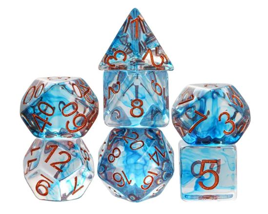 DND Würfelset"Acryl Wirbel" - Würfel für Dungeons & Dragons Blau2