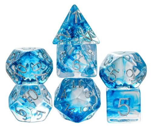 DND Würfelset"Foil Wirbel" - Würfel für Dungeons & Dragons Blau