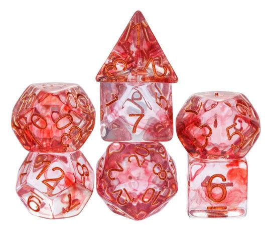 DND Würfelset"Acryl Wirbel" - Würfel für Dungeons & Dragons Rot