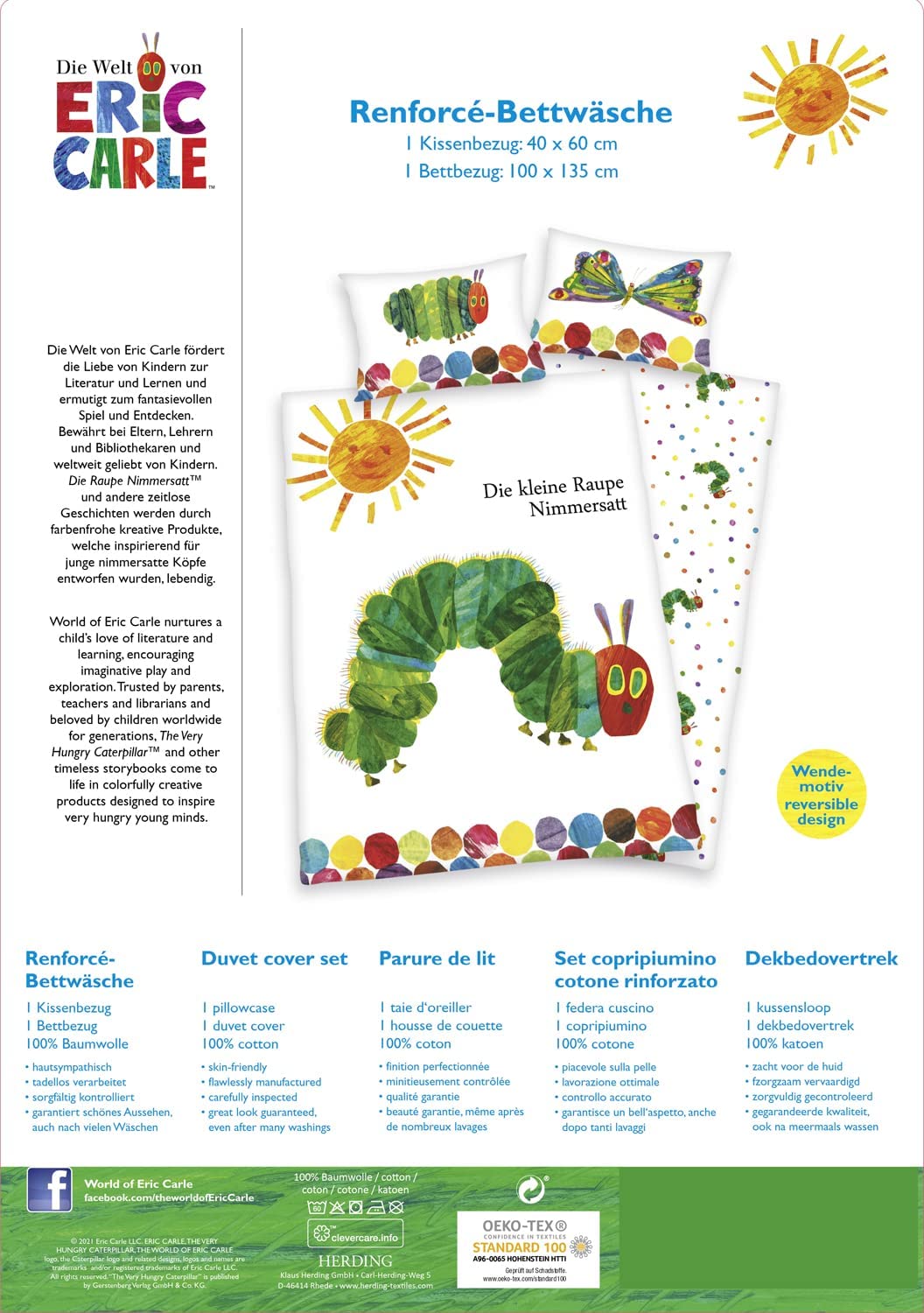 Die kleine Raupe Nimmersatt - Bettwäsche Set - Klein