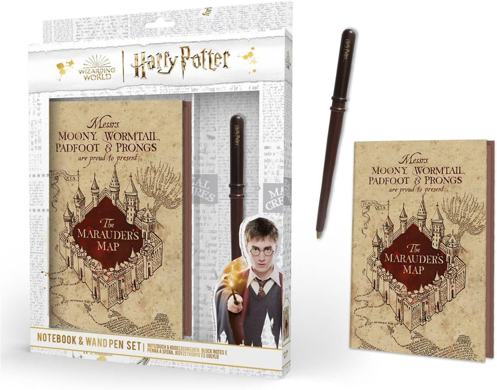 Harry Potter - Schreibset - Notizbuch & Zauberstab-Stift