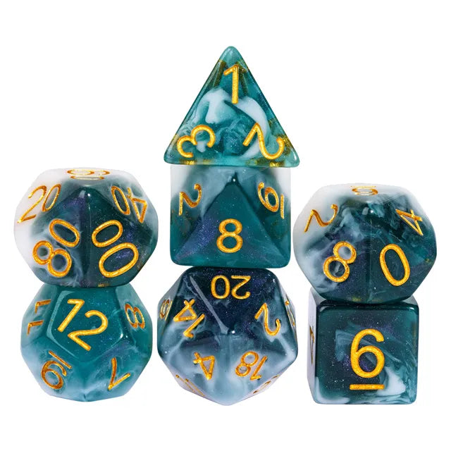 DND Würfelset „Zweifarben Glitzer“ Polyeder Würfel für Dungeons and Dragons und RPG