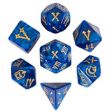 DND Würfelset „Römisches Marmor“ Polyeder Acryl Würfelset mit römischen Zahlen