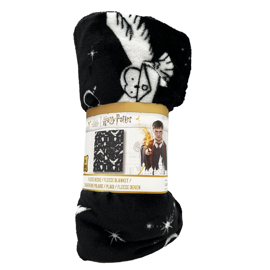 Harry Potter - Fleecedecke Supersoft - schwarz/weiß - 130x150 cm