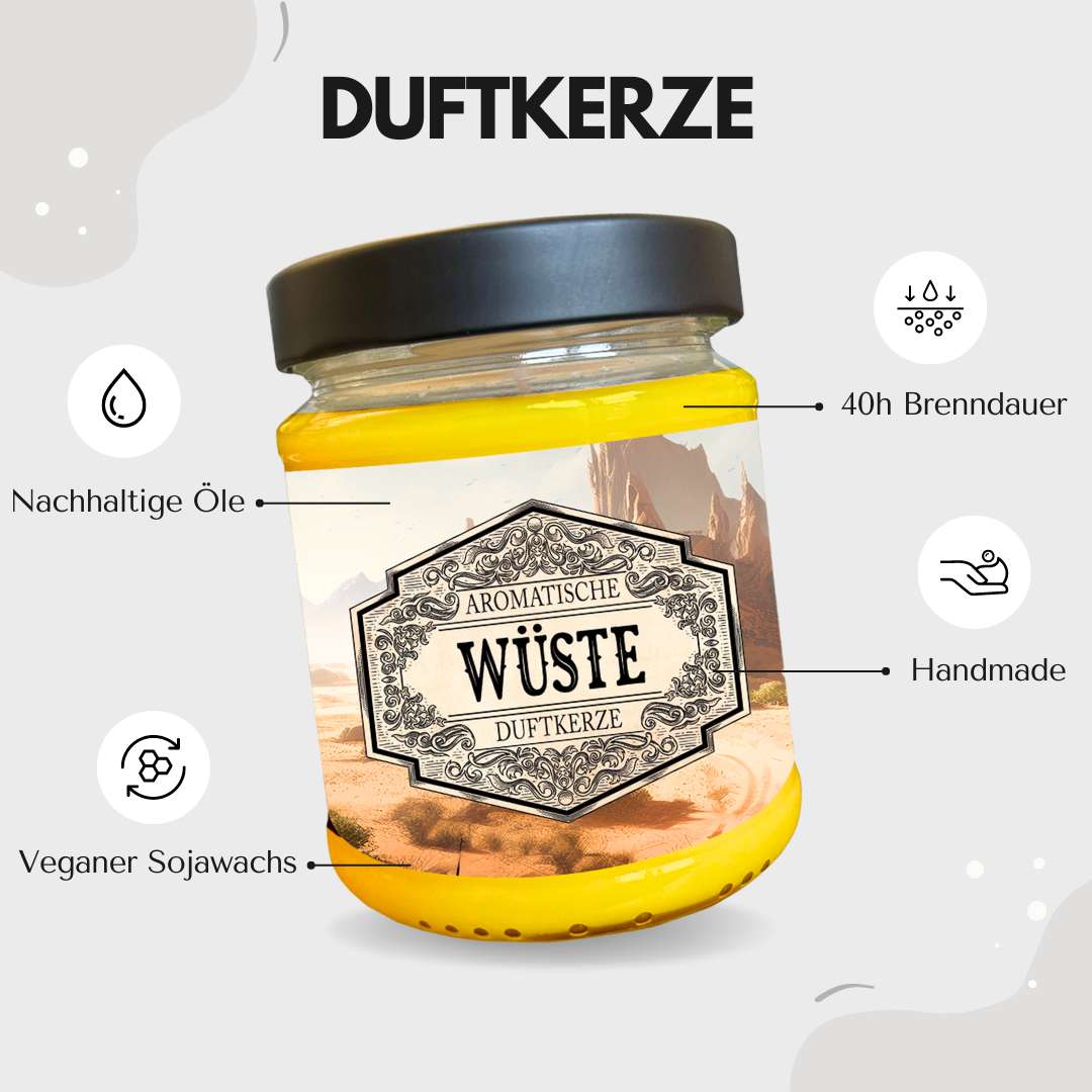 Duftkerze Wüste mit Überraschungswürfel