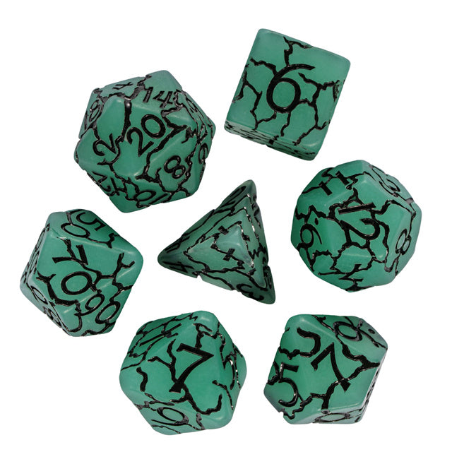 DND Würfelset „Crackle“ Resin Polyeder Würfel 7 teilig für Dungeons and Dragons und RPG
