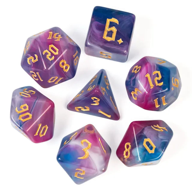 DND Würfelset „4 Farben“ Polyeder Acryl Würfel 7 teilig für Dungeons and Dragons und RPG
