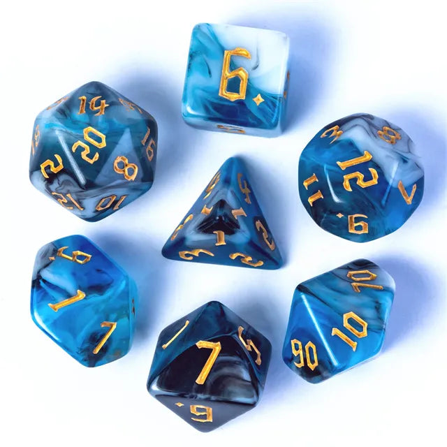 DND Würfelset „4 Farben“ Polyeder Acryl Würfel 7 teilig für Dungeons and Dragons und RPG
