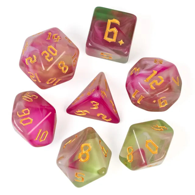 DND Würfelset „4 Farben“ Polyeder Acryl Würfel 7 teilig für Dungeons and Dragons und RPG