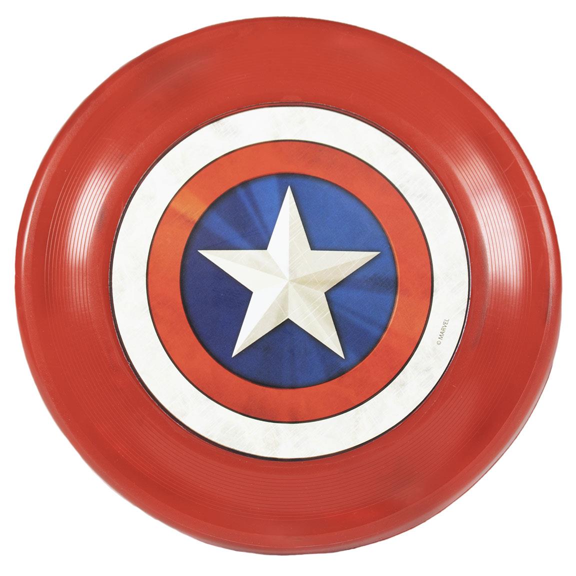 Marvel Frisbee aus elastischem Gummi, auch als Spielzeug für Hunde geeignet. Die Captain America Frisbee hat einen Durchmesser von ca. 23cm