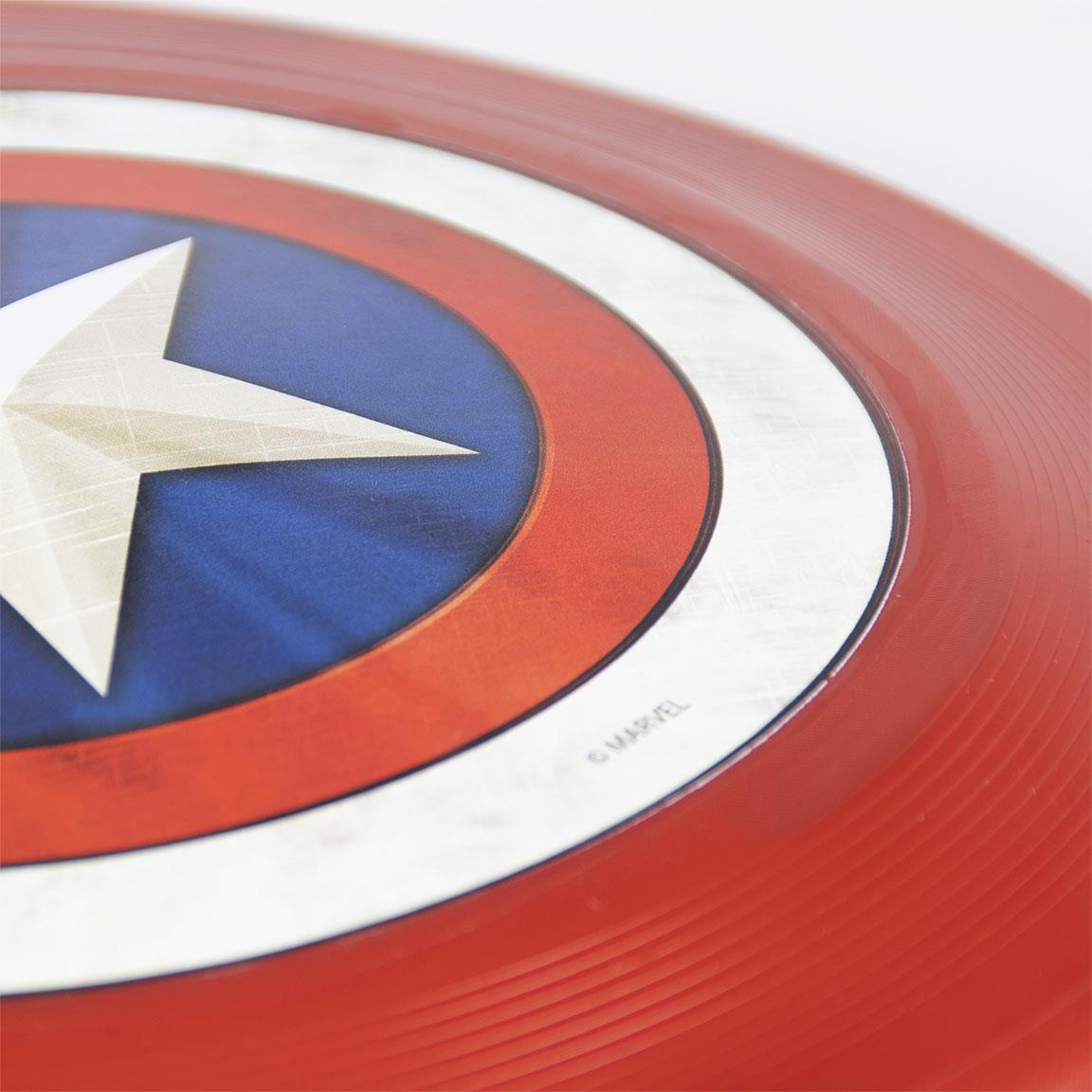 Marvel Frisbee aus elastischem Gummi, auch als Spielzeug für Hunde geeignet. Die Captain America Frisbee hat einen Durchmesser von ca. 23cm