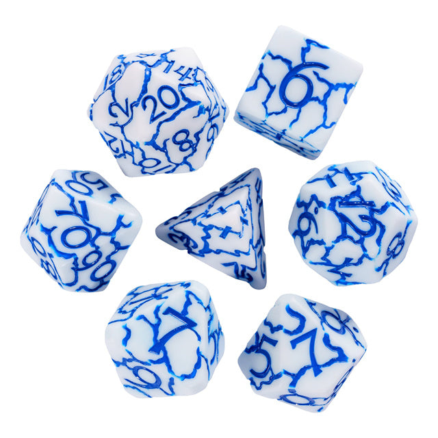 DND Würfelset „Crackle“ Resin Polyeder Würfel 7 teilig für Dungeons and Dragons und RPG