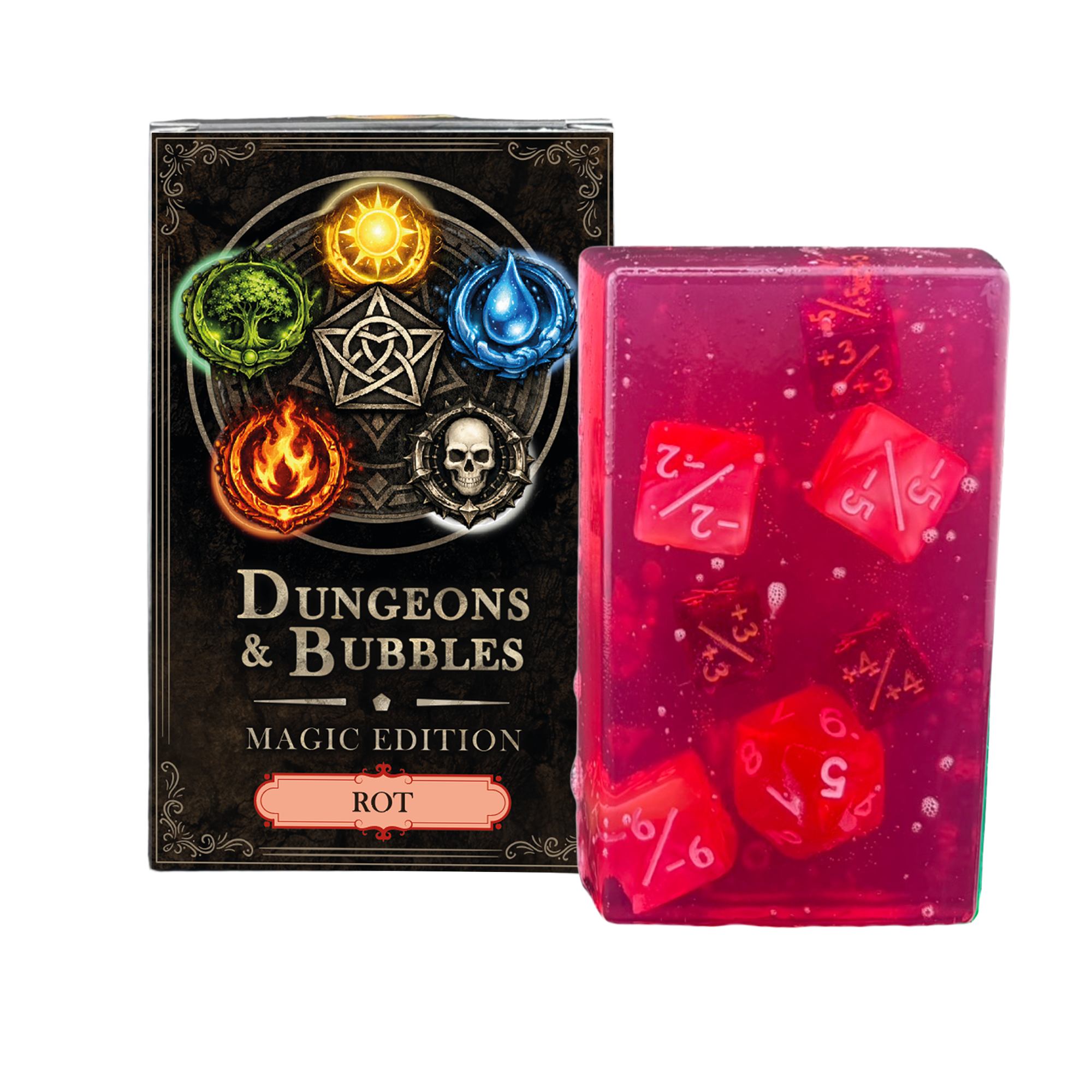 Seife mit Magic Würfeln - Geschenk für Magic Spieler, Magic Zubehör, Rot