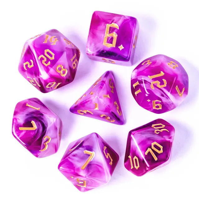 DND Würfelset „4 Farben“ Polyeder Acryl Würfel 7 teilig für Dungeons and Dragons und RPG