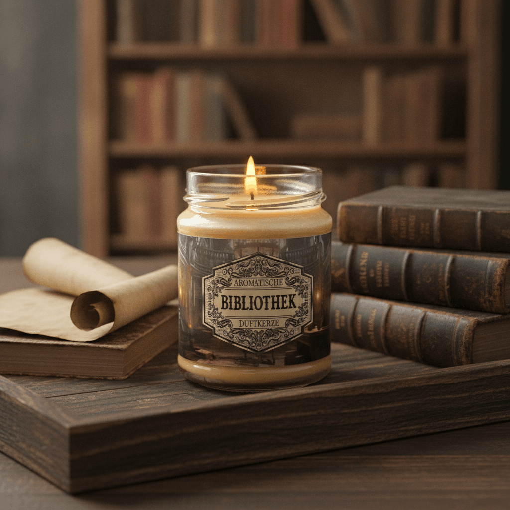 Duftkerze Bibliothek mit Überraschungswürfel