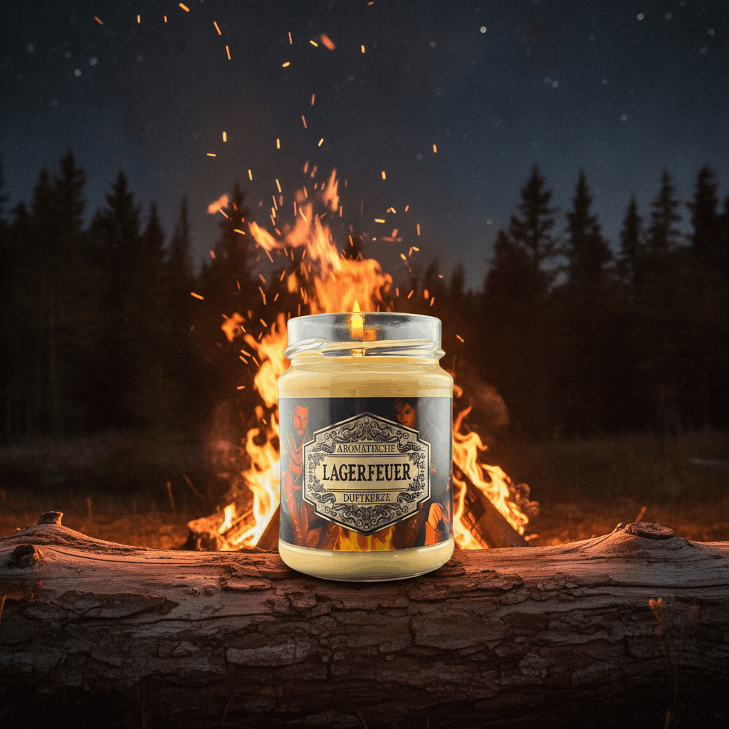 Duftkerze Lagerfeuer mit Überraschungswürfel - Fantasy Scents