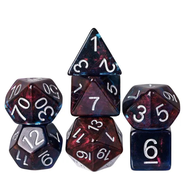 DND Würfelset „Zweifarben Glitzer“ Polyeder Würfel für Dungeons and Dragons und RPG