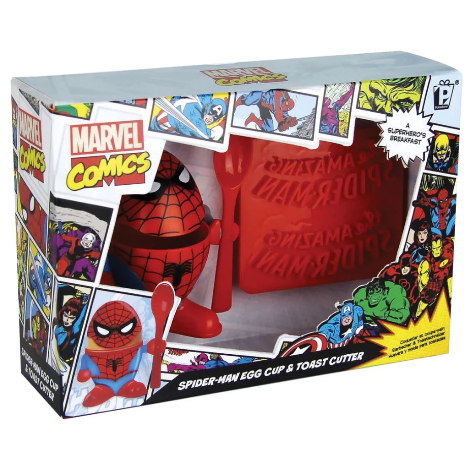Dieses Coole Set bestehend aus einem Spider-Man Eierbecher und einem Toastschneider in der Form des bekannten Logos, darf auf keinem Frühstückstisch fehlen.
