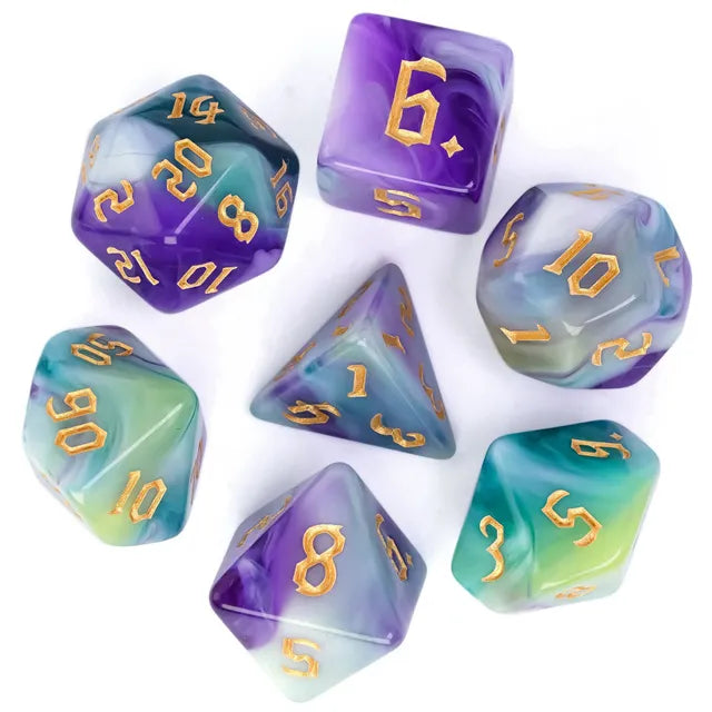 DND Würfelset „4 Farben“ Polyeder Acryl Würfel 7 teilig für Dungeons and Dragons und RPG