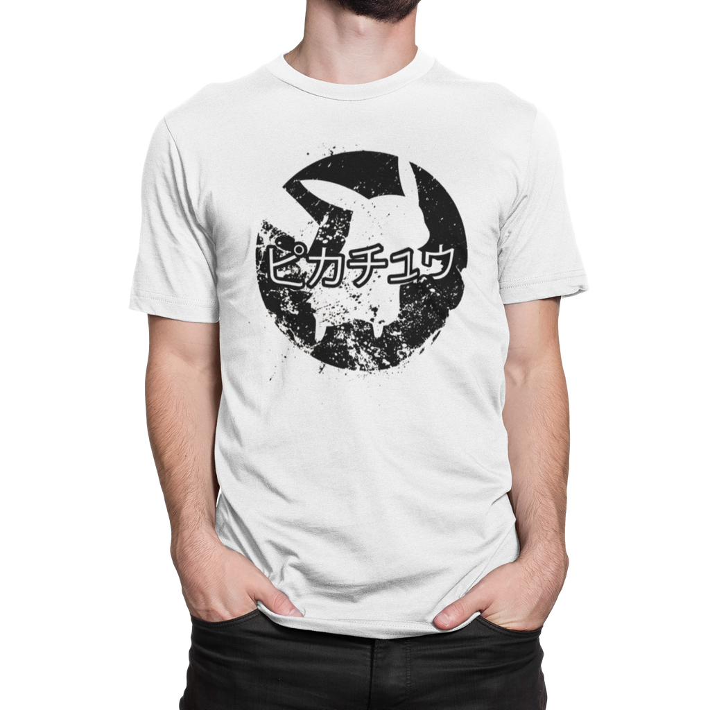 Pokémon - Pikachu T-Shirt (schwarz-weiß) Größe L