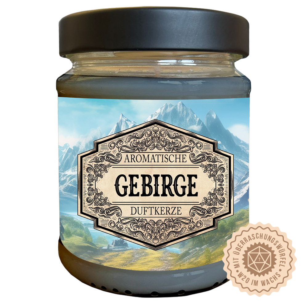duftkerze Gebirge, magische Pen and Paper Duftkerze mit würfel, Geschenkidee