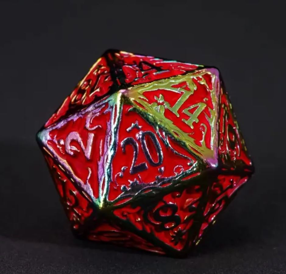 Pen and Paper - Metall Würfel Set - Regenbogen & Rot (Druide)