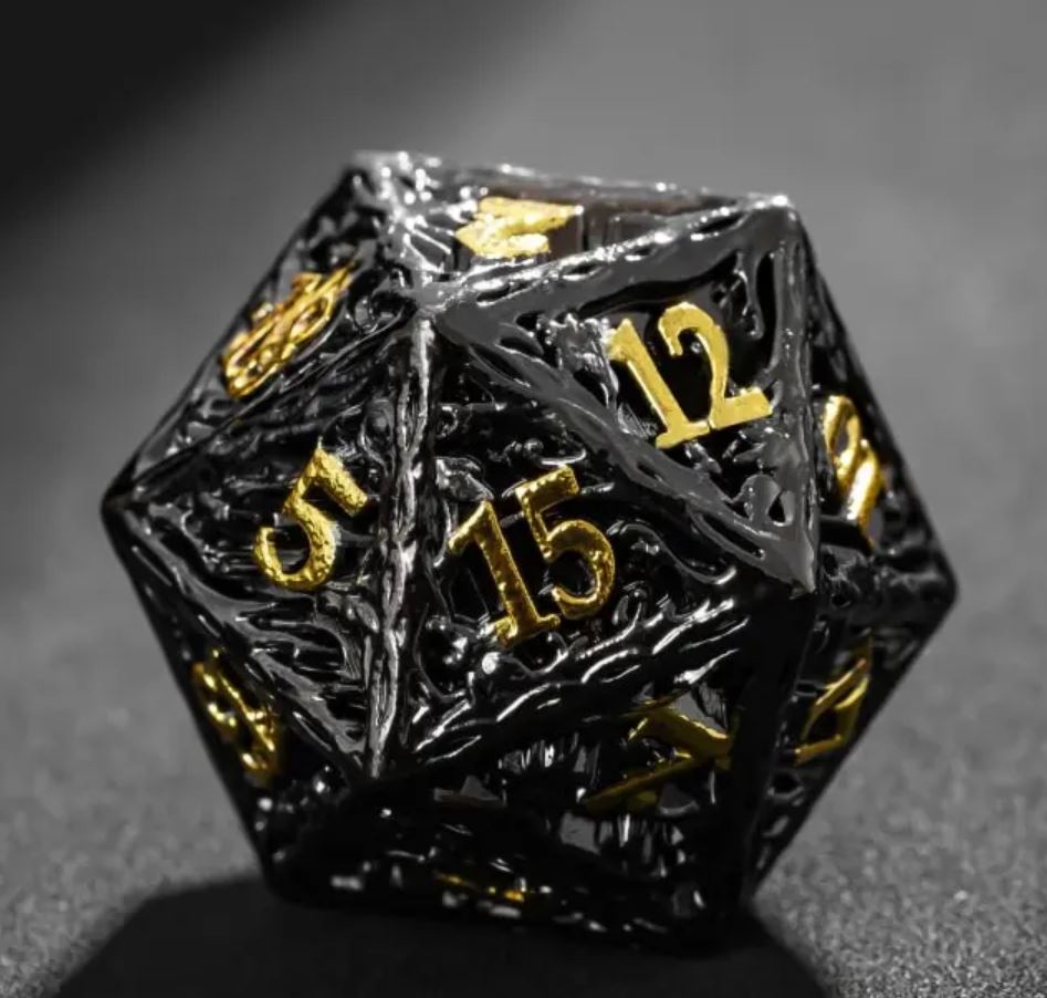 Pen and Paper - Metall Würfel Set - Schwarz/Gold (Druide)