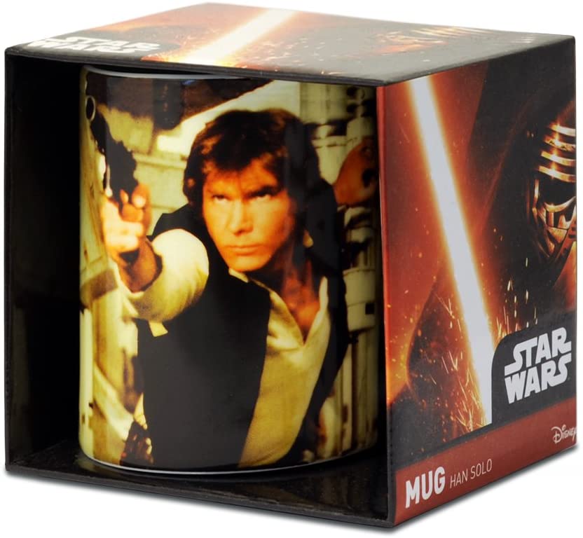 Tasse mit dem bekannten Weltraumschmuggler Han Solo aus den Star Wars Filmen. Top-Produkte für Geeks und Nerds online kaufen.