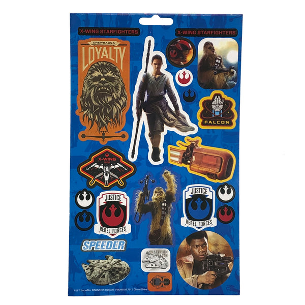 Coole Aufkleber mit Motiven von Rey, Kylo Ren, BB-8 und den Imperiallen Stormtroopern aus der letzten Trilogie der Star Wars Reihe.