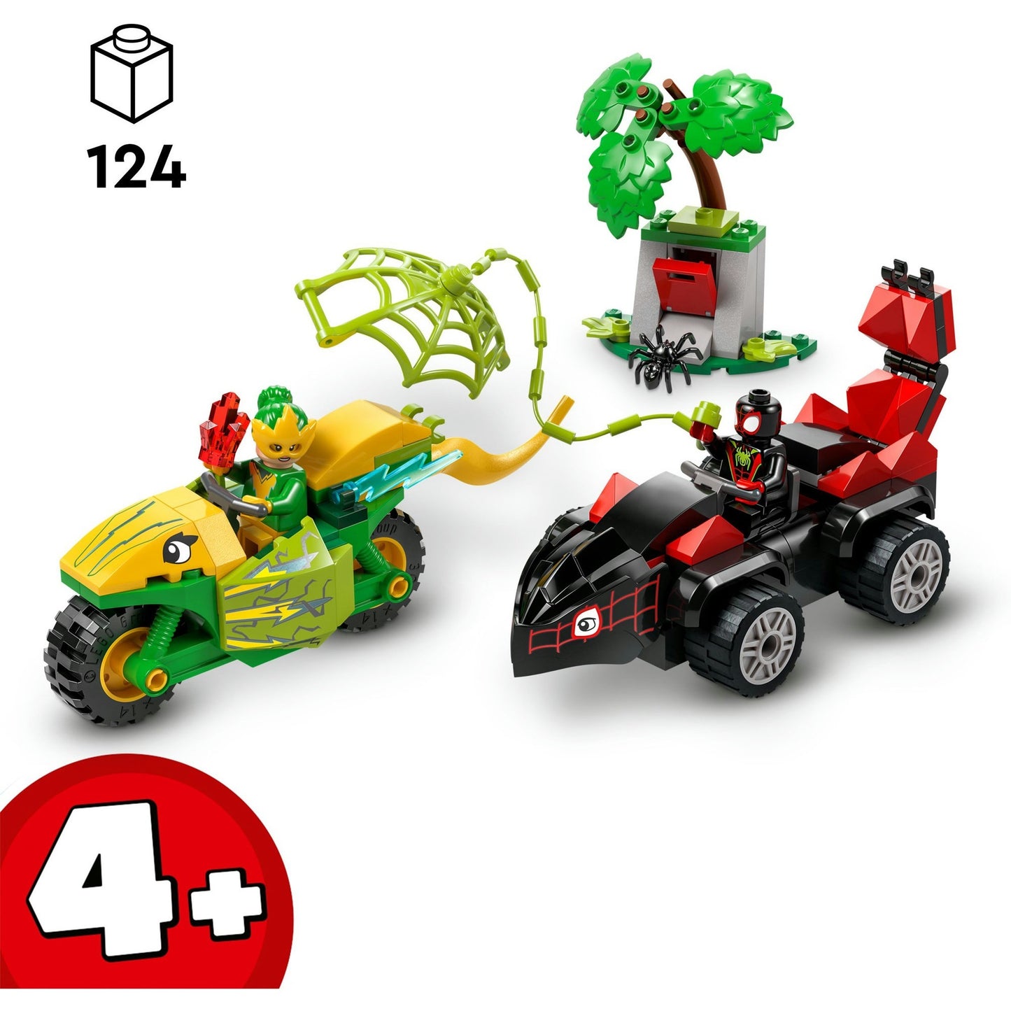 11198 Marvel Spidey und seine Super-Freunde Actionspaß mit Spin und Electro in ihren Dino-Flitzern, Konstruktionsspielzeug