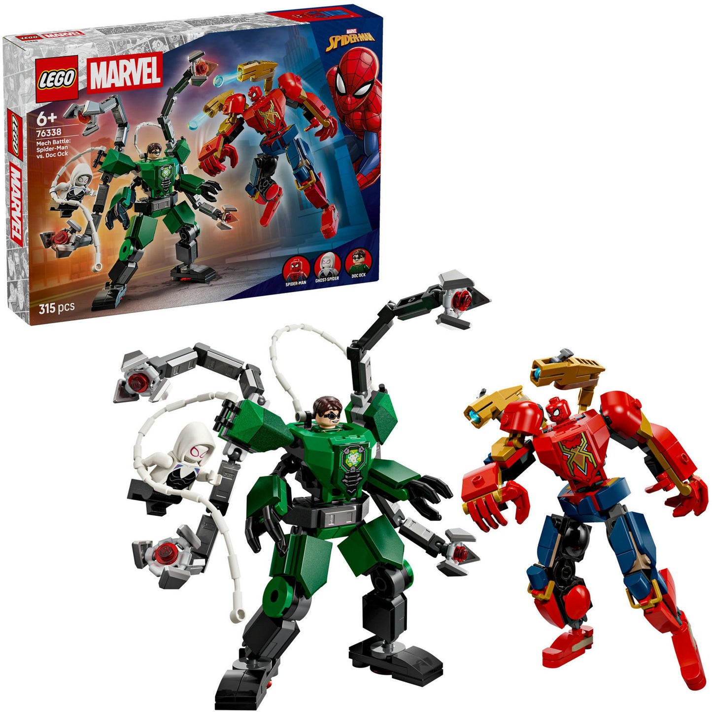 76338 Marvel Super Heroes Mech-Duell: Spider-Man vs. Doc Ock, Konstruktionsspielzeug