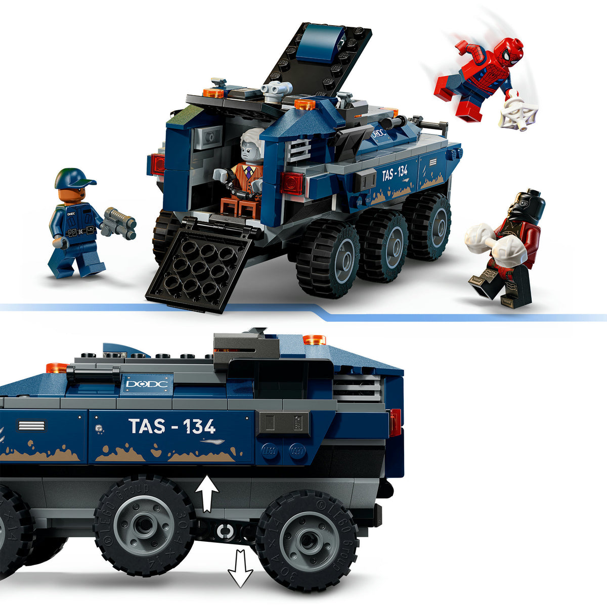 76349 Marvel Super Heroes Spider-Man Jagt den Gefängnistransporter, Konstruktionsspielzeug