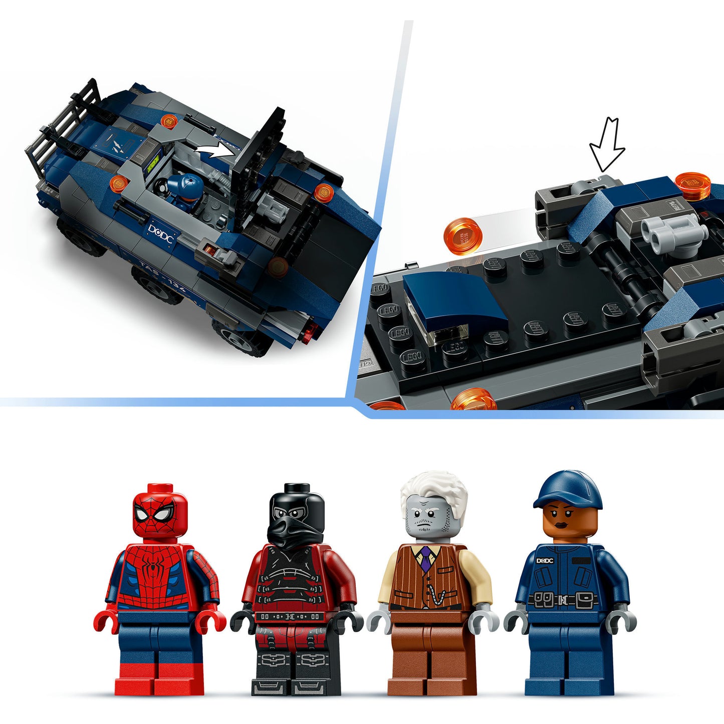 76349 Marvel Super Heroes Spider-Man Jagt den Gefängnistransporter, Konstruktionsspielzeug