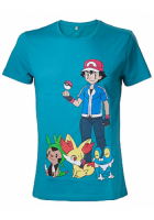 Pokemon - Ash und Starterpokemon - T-Shirt - Türkis