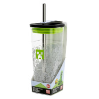 Minecraft - Creeper - Trinkbecher mit Edelstahl Strohhalm