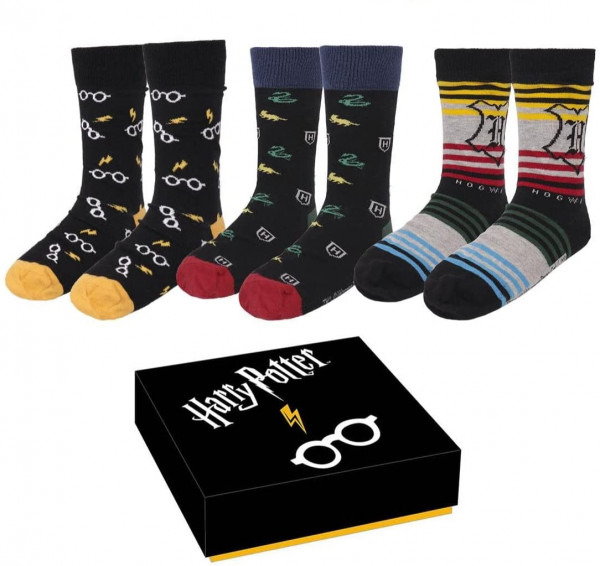 Harry Potter - Verschiedene Socken (3 Paar) Größe 35/41