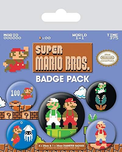 Super Mario - Super Mario Bros. 5er Button Set