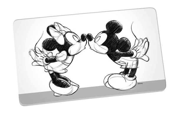 Disney - Mickey &amp; Minnie Kuss Schwarz-Weiß - Frühstücksbrettchen